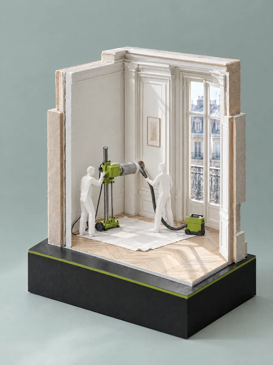 Maquette illustrant l’étape : Carottage propre